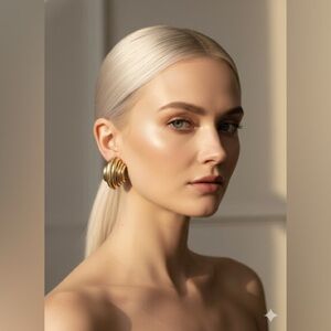 Art deco style Vintage gold clip on earrings